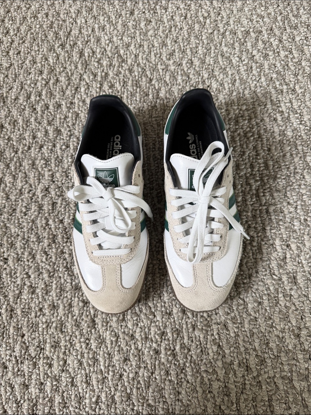 Adidas Samba Beige & Green Retro Sneakers Men 6.5 Women 8